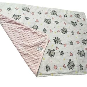 DaysU Minky Baby Blanket Pink Elephant Design Double-layered